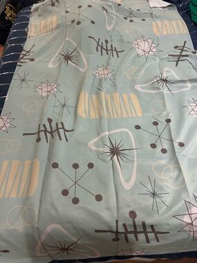 New Light blue and Tan and Brown Retro Modern Contrast Curtain 82X50